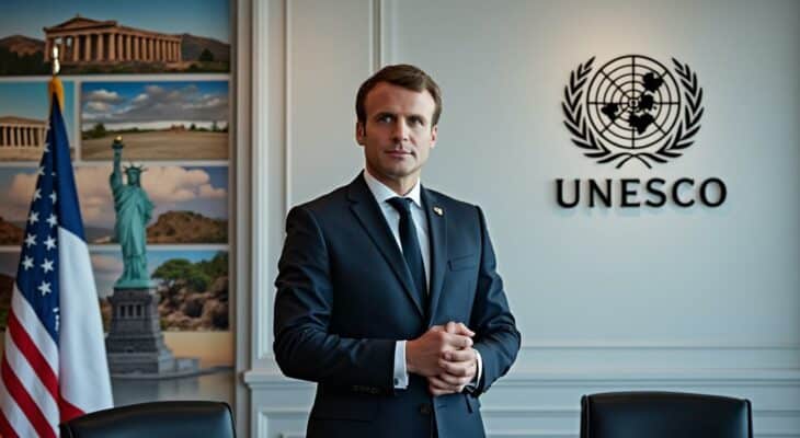dans un contexte de tensions internationales, emmanuel macron réaffirme son engagement fort envers l'unesco après le retrait des états-unis, soulignant l'importance de la coopération culturelle et éducative pour promouvoir la paix et le développement durable dans le monde.