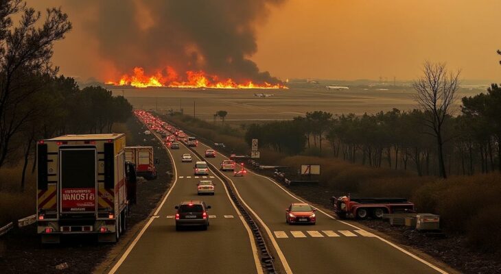 découvrez comment un incendie dévastateur près de marseille provoque des blocages de routes et paralyse un aéroport, impactant la circulation et la sécurité dans la région. restez informés des dernières actualités sur cette situation alarmante.