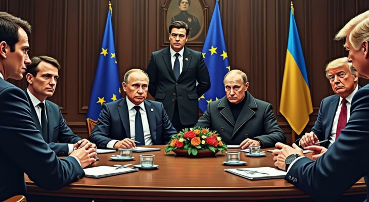 emmanuel macron suggère une réunion quadrilatérale sur le conflit en ukraine, réunissant vladimir poutine, volodymyr zelensky, donald trump et des dirigeants européens, afin de chercher des solutions diplomatiques.