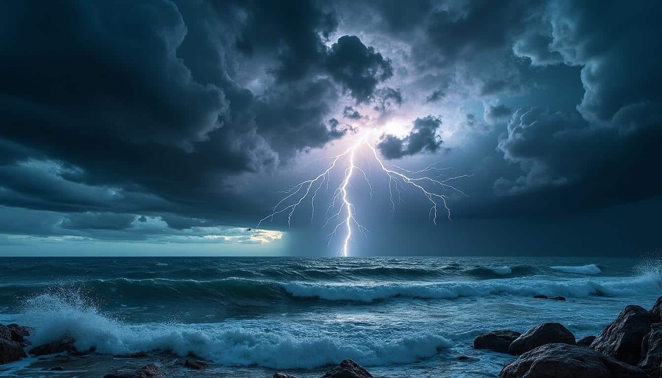 l'ouragan erin rétrogradé en tempête apportera de violents orages ce mardi, avec une alerte en cours pour une quarantaine de départements. suivez les prévisions et les consignes de sécurité.