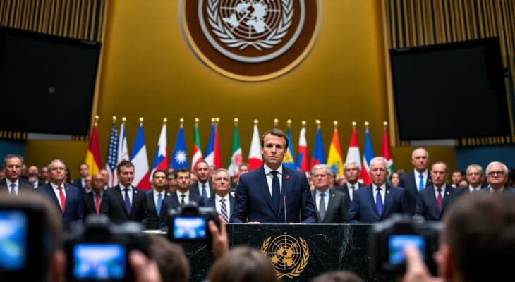 emmanuel macron, président de la république française, annonce en direct lors de l'assemblée générale de l'onu la reconnaissance officielle de l'état de palestine par la france. découvrez les implications et réactions internationales liées à cette déclaration historique.