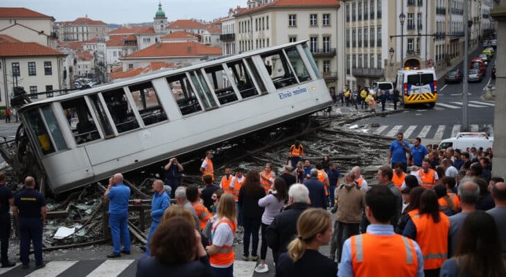 un grave accident a touché lisbonne : le célèbre funiculaire de gloria a déraillé, provoquant quinze morts et dix-huit blessés. découvrez les détails de cette tragédie marquante et les réactions des autorités.