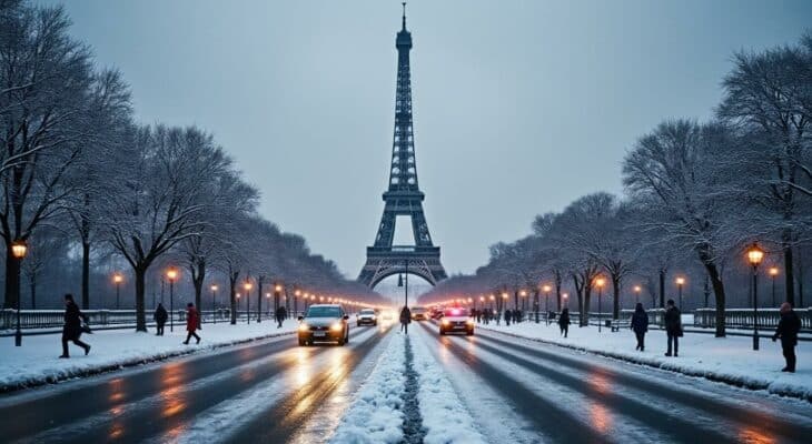 préparez-vous à la chute de neige et au verglas en île-de-france ce samedi avec des accumulations allant jusqu'à 7 cm à paris. retrouvez toutes les informations pour votre sécurité et vos déplacements.