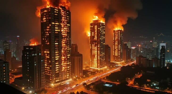 découvrez des images saisissantes de gratte-ciels en flammes à hong kong, témoignant d'une fuite dramatique aux conséquences impressionnantes.