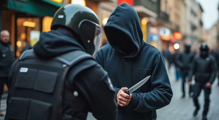 à ajaccio, un homme armé d'un couteau a été abattu par la police en plein centre-ville, suscitant une intervention sécuritaire majeure.