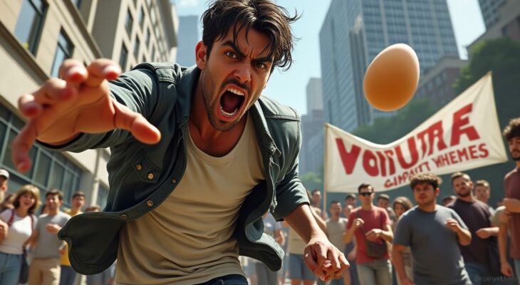 un homme identifié, déjà impliqué dans une agression similaire contre éric zemmour, jette un œuf sur jordan bardella lors d'une attaque récente.