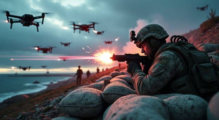 les fusiliers marins interviennent avec des tirs antidrones après un survol non autorisé de la base nucléaire de l’île longue, assurant la sécurité et la protection du site.