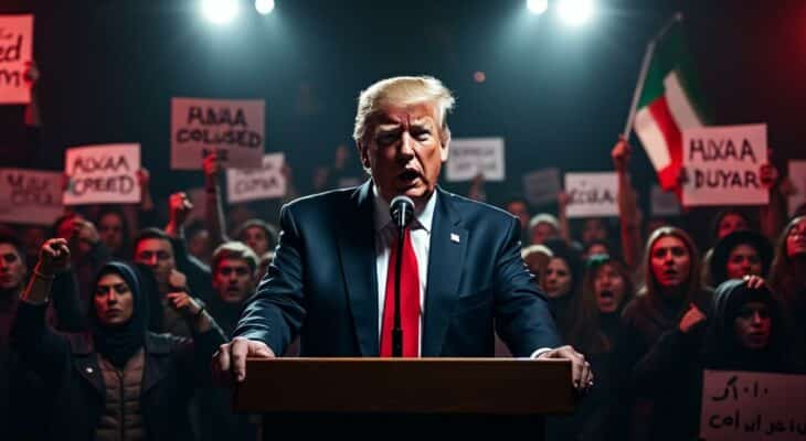 donald trump avertit d'une riposte sévère en cas d'exécution de manifestants en iran, soulignant la gravité de la situation humanitaire et politique dans le pays.