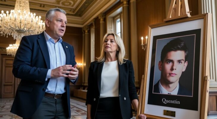 jean-michel aulas invite le maire de lyon à rendre hommage à quentin en installant son portrait à l'hôtel de ville, soulignant l'importance de cet hommage public.