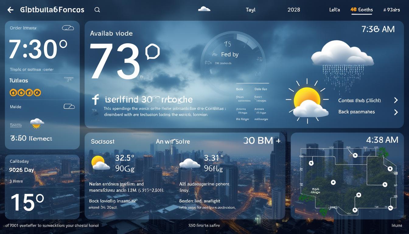 consultez les prévisions météo détaillées pour 7h30 le 6 mars 2026 et préparez votre journée avec des informations précises sur la température, le vent, et les conditions atmosphériques.