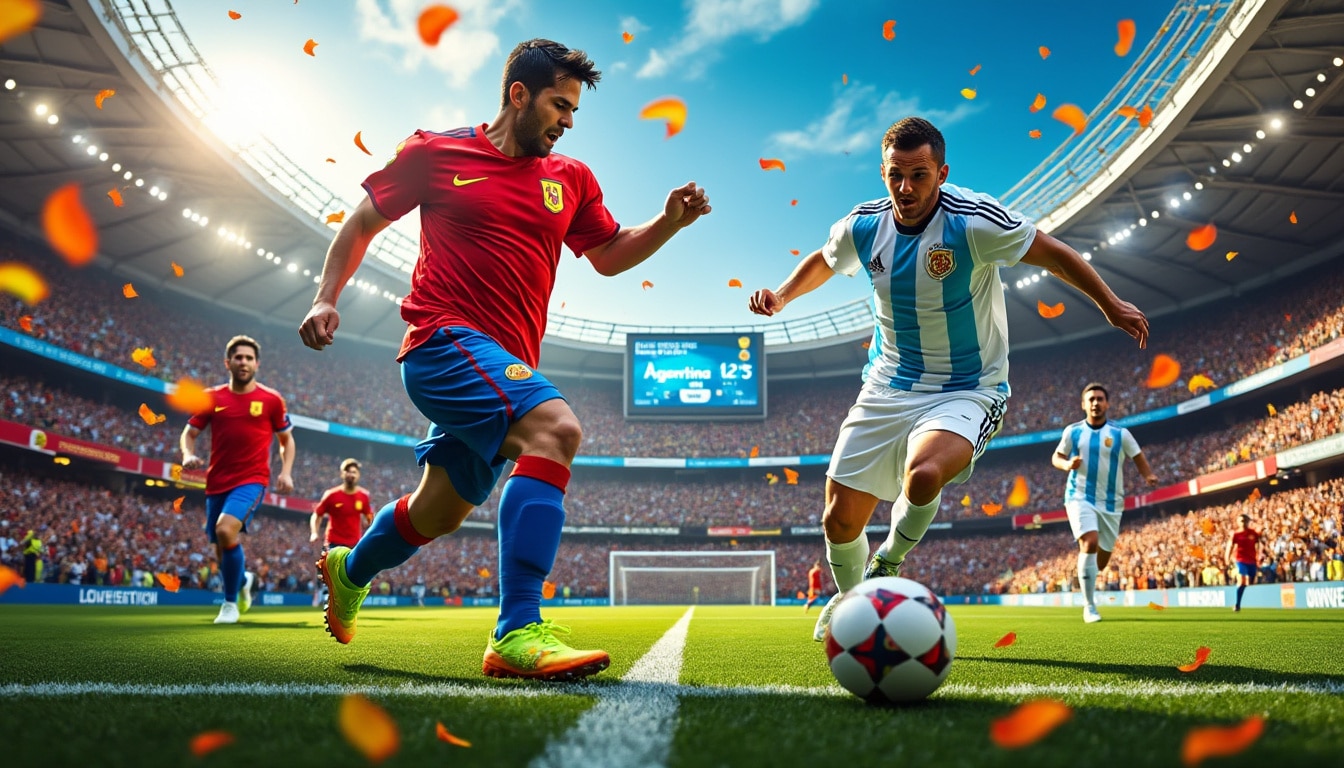 suivez en direct la finale excitante de la coupe du monde 2026 entre l'espagne et l'argentine et ne manquez aucune action de ce match historique.
