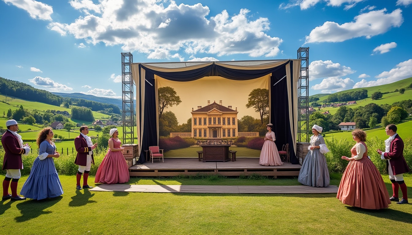 découvrez la troupe itinérante 'molière en mouvement' qui interprète une pièce contemporaine captivante au nord de l’anjou, mêlant théâtre classique et thèmes actuels.