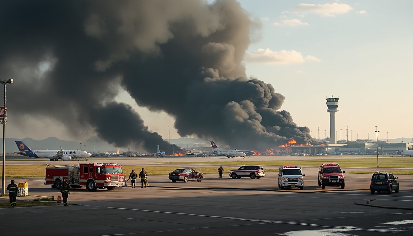 un incendie majeur s'est déclaré près de l'aéroport de roissy, provoquant une situation de haute vigilance et des interventions d'urgence en cours pour maîtriser le feu et assurer la sécurité des environs.